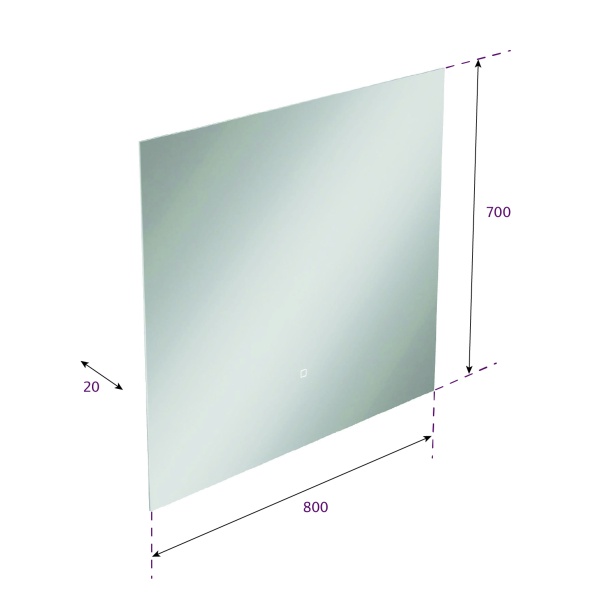 Зеркало Onika Люма 80x70 208098 белое с подсветкой и сенсором