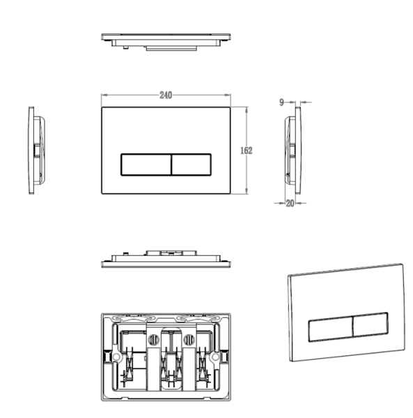 Кнопка смыва Wonzon & Woghand WW-IB224-MB черная матовая механическая