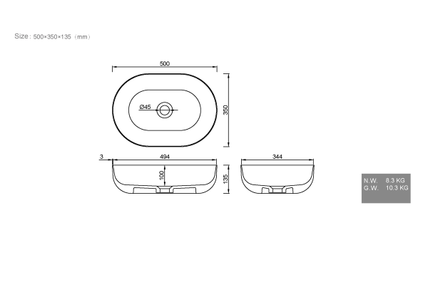 Накладная раковина Armadi Art Neoart 50 см 879-50 белая
