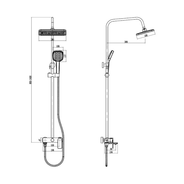 Душевая стойка со смесителем Voda Neva VST220NVRG розовое золото матовая