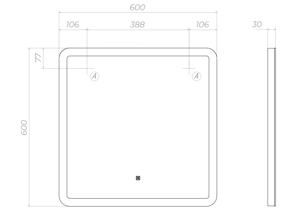 Зеркало Vigo Wing 60x70 z.WIN.60.Classic с подсветкой и сенсором