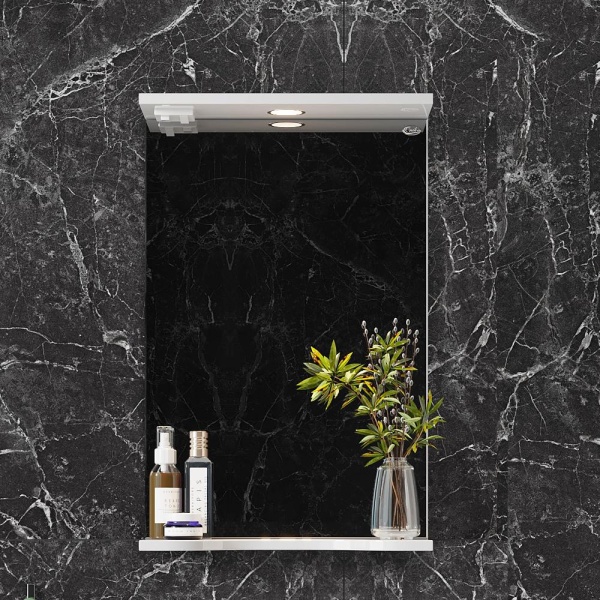 Зеркало Onika Коралл 45x90 204501 белое с подсветкой