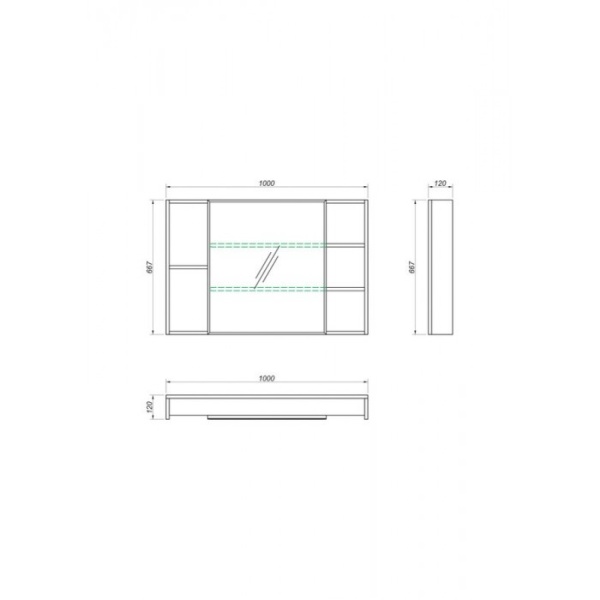 Зеркальный шкаф Kакса-А Novella 005354 100 см ясень анкор темный