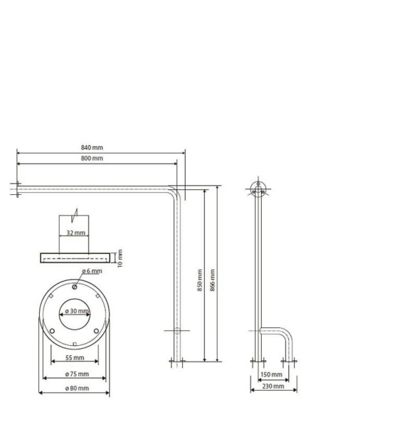 Поручень Bemeta Help Program 301122144 белый опорный правый
