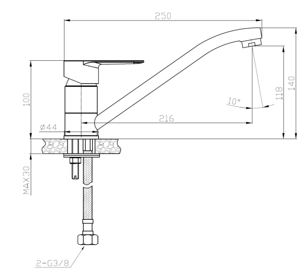 Смеситель для кухонной мойки Voda Kitchen K05W белый