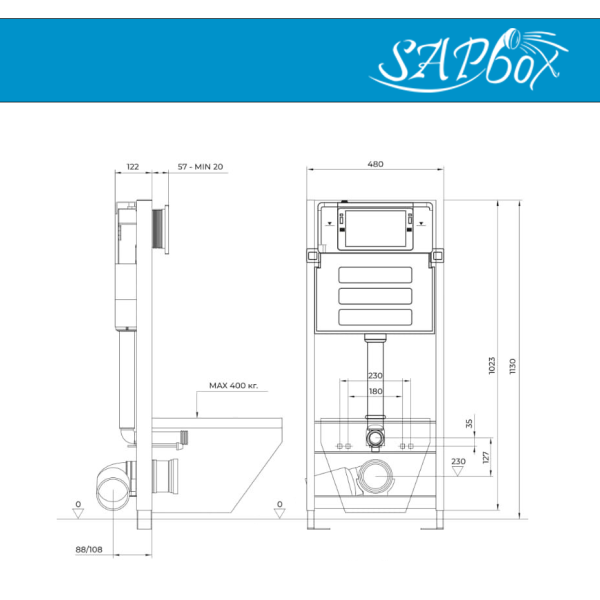Инсталляция Sapbox 310.480.01.01 для унитаза с шумоизоляцией