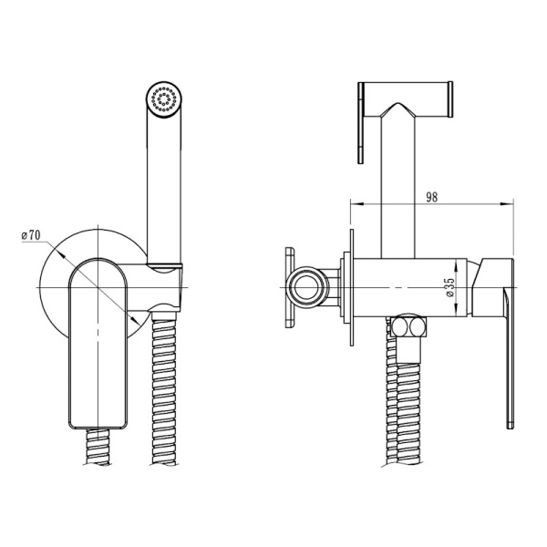 Смеситель гигиенический Voda Neva NVSMH хром глянцевый встраиваемый