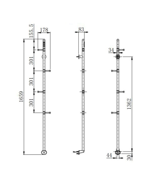 Полотенцесушитель электрический Wonzon & Woghand Kassel WW-AL616-MB черный матовый