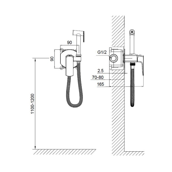Смеситель гигиенический Wonzon & Woghand Forza WW-88829031-CR хром глянцевый