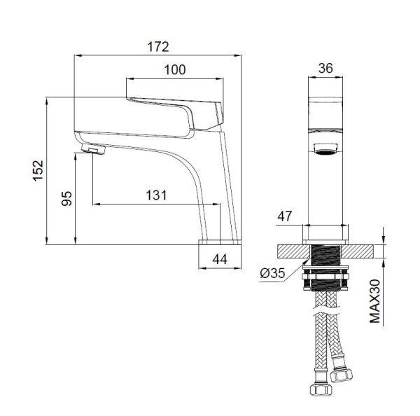 Смеситель для раковины Wonzon & Woghand Forza WW-139031-CR хром глянцевый