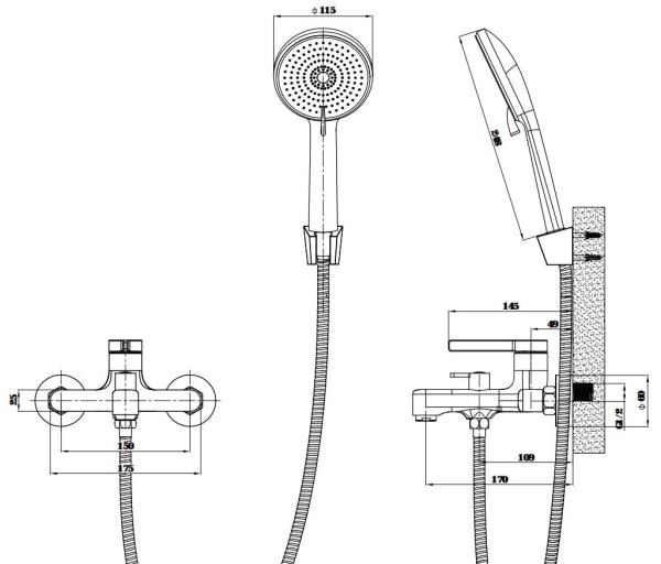 Смеситель для ванны Esko Sochi Gun Metal SC54GM оружейная сталь матовый