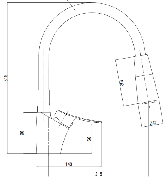 Смеситель для кухонной мойки Voda Kitchen K19 хром с гибким изливом