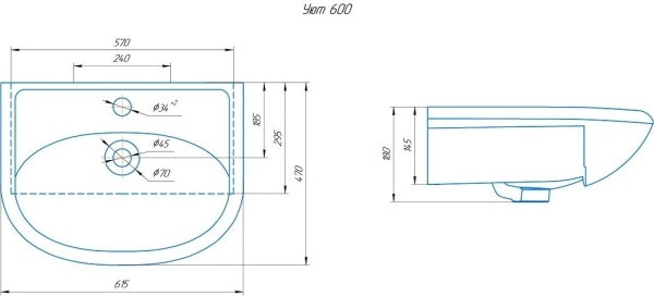 Встраиваемая раковина Rosa Уют 4620008192772 60 см белая