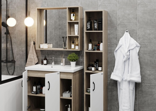 Зеркальный шкаф Onika Тимбер 208091 80 см дуб сонома