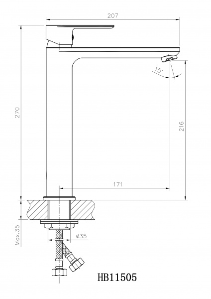 Смеситель для раковины Haiba HB11505 хром