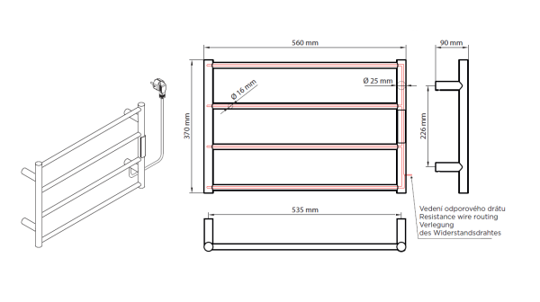 Полотенцесушитель электрический Bemeta 704151084 белый матовый 63W