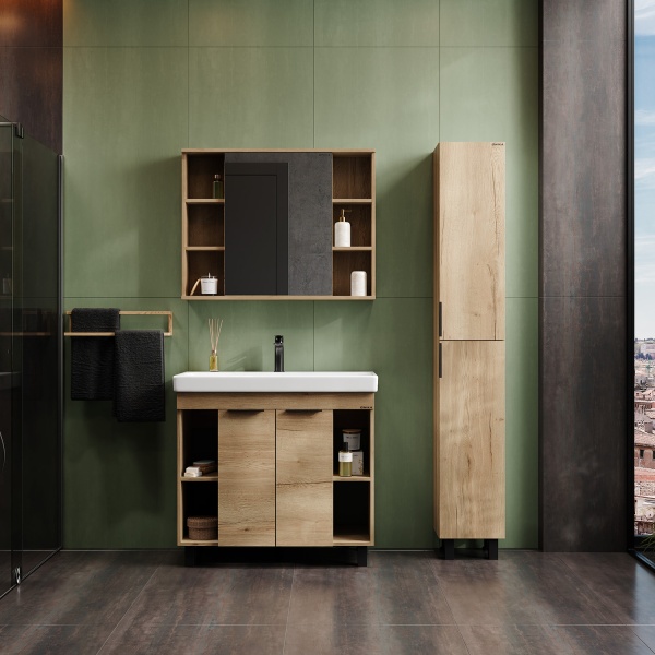 Зеркальный шкаф Onika Легран 209031 90 см дуб галифакс