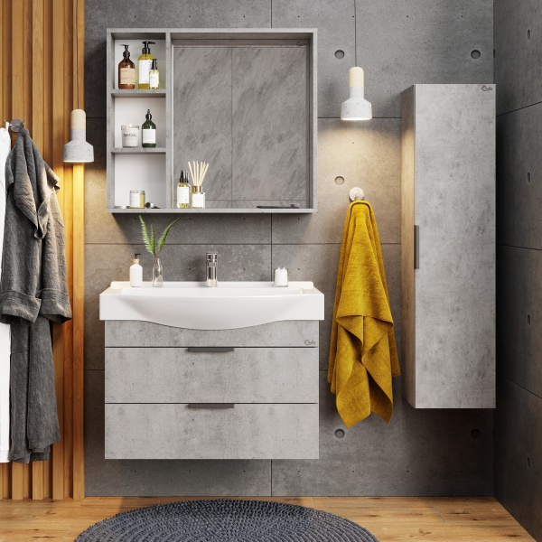 Зеркальный шкаф Onika Девис 208093 80 см бетон чикаго