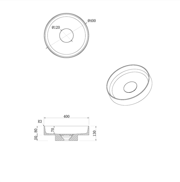 Накладная раковина Boheme Sole 40 см 801-R-CLCT calacatta
