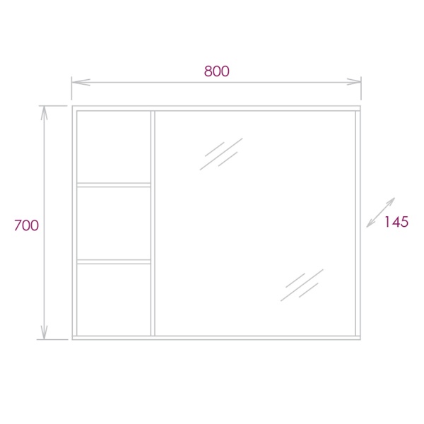 Зеркальный шкаф Onika Девис 208093 80 см бетон чикаго