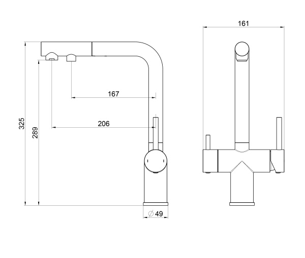 Смеситель для кухонной мойки Wonzon & Woghand WW-88458018-BGM темный графит брашированный с выдвижным изливом и подключением фильтра