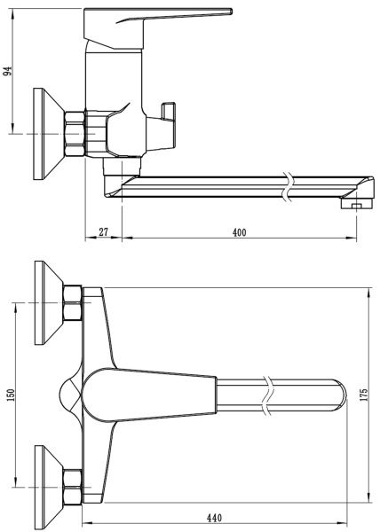 Смеситель для ванны Voda Budapest BT40 хром глянцевый
