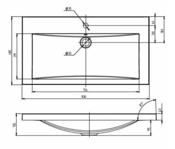 Мебельная раковина Marka One Нота New Polytitan UT-00020472 90 см белая