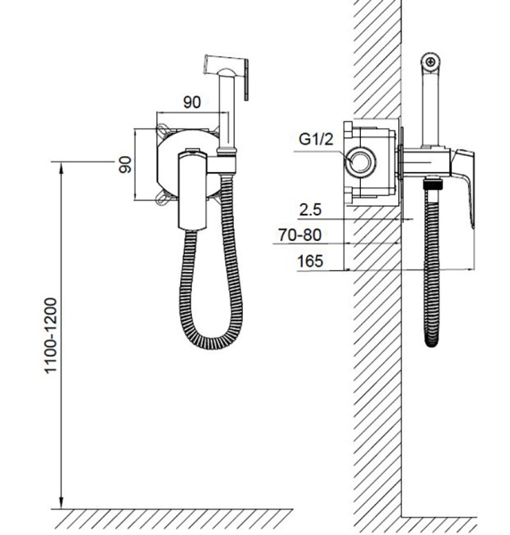 Смеситель гигиенический Wonzon & Woghand Forza WW-88829031-BG золото брашированный