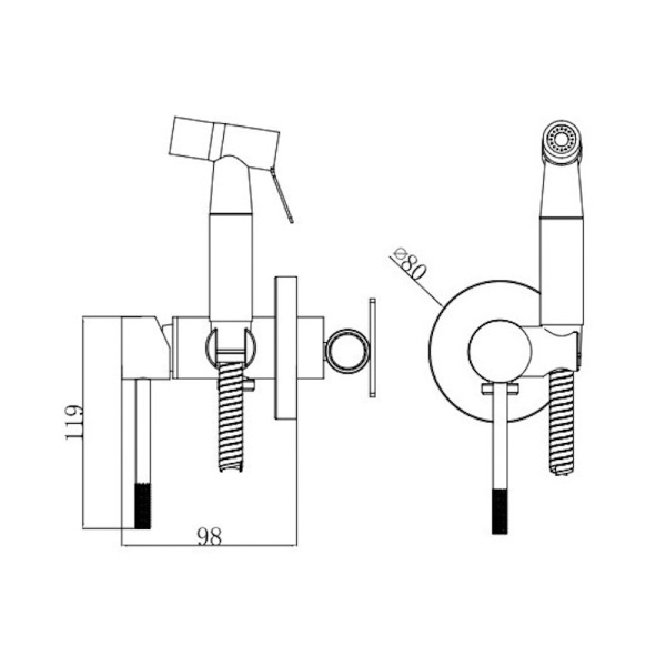Смеситель гигиенический Voda Vessel VSL01 VODA сатин матовый встраиваемый