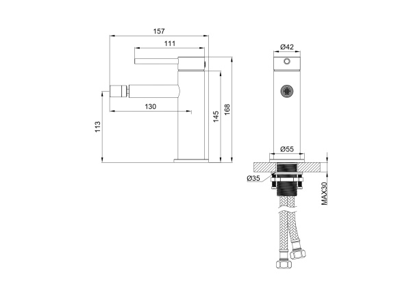 Смеситель для биде Wonzon & Woghand Stick WW-88339017-CR хром глянцевый
