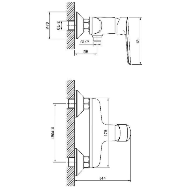 Смеситель для душа Esko Lagos Black LG80B черный матовый