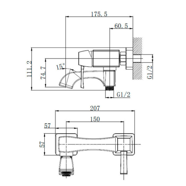 Смеситель для ванны Caprigo Diamante 50-010-oro золото с душевым гарнитуром
