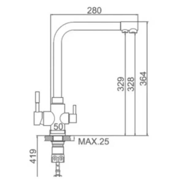 Смеситель для кухонной мойки Santegro Дуо STG006/08 темно-серый матовый