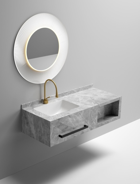 Раковина-моноблок Sapbox SB-WF-MJJ-120M406 120 см серый мрамор