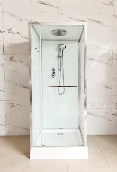 Душевая кабина Sapbox 90x90 SB9091-90-02-WTR-BL профиль черный, стекло прозрачное