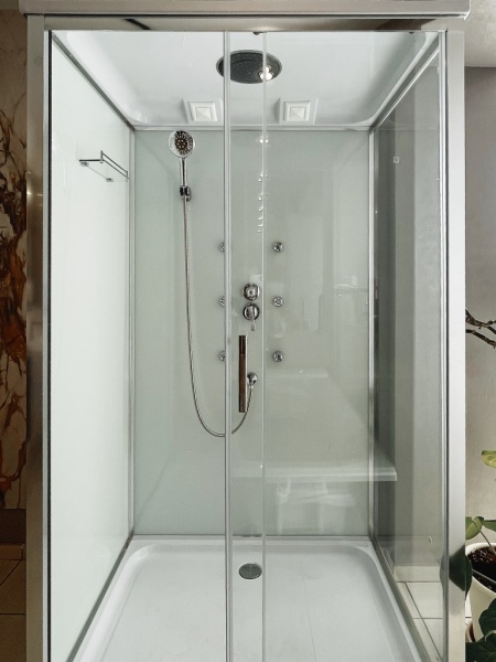 Душевая кабина с гидромассажем Sapbox 120x90 SBA020-120-02-WTR-CH профиль хром, стекло прозрачное