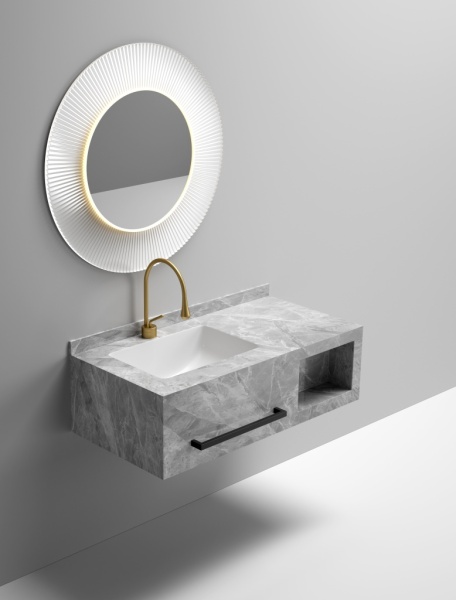 Раковина-моноблок Sapbox SB-WF-MJJ-100M406 100 см серый мрамор