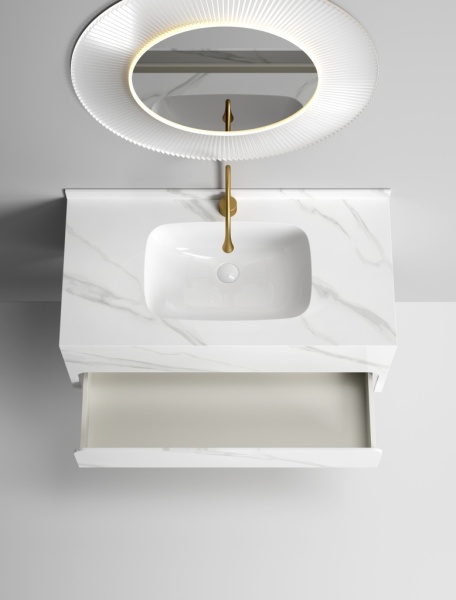 Раковина-моноблок Sapbox SB-WF-CT-100M316 100 см белый мрамор с ящиком