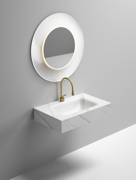 Раковина подвесная Sapbox SB-RW080M088 80 см белый мрамор матовая