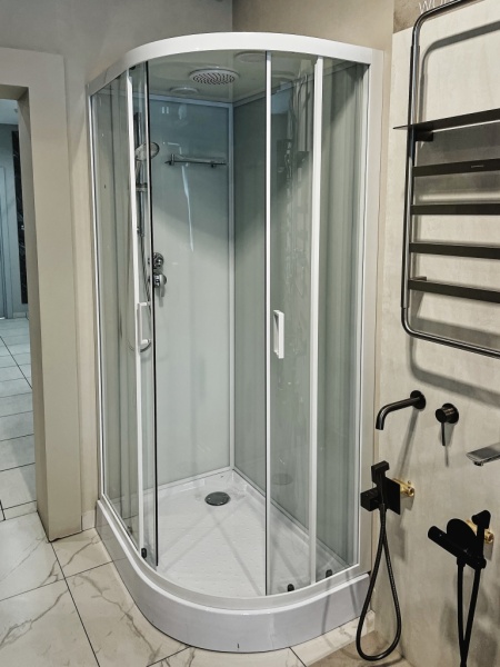 Душевая кабина Sapbox 110x80 SB1100L-110-02-WTR-W профиль белый, стекло прозрачное