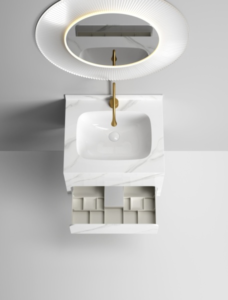 Раковина-моноблок Sapbox SB-WF-CT-60M316 60 см белый мрамор с ящиком