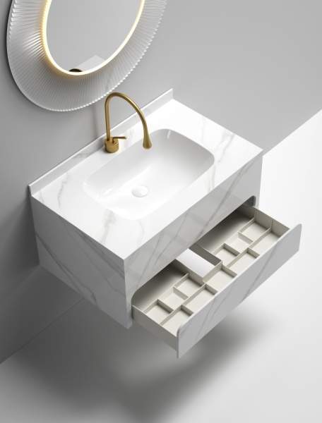 Раковина-моноблок Sapbox SB-WF-CT-80M316 80 см белый мрамор с ящиком