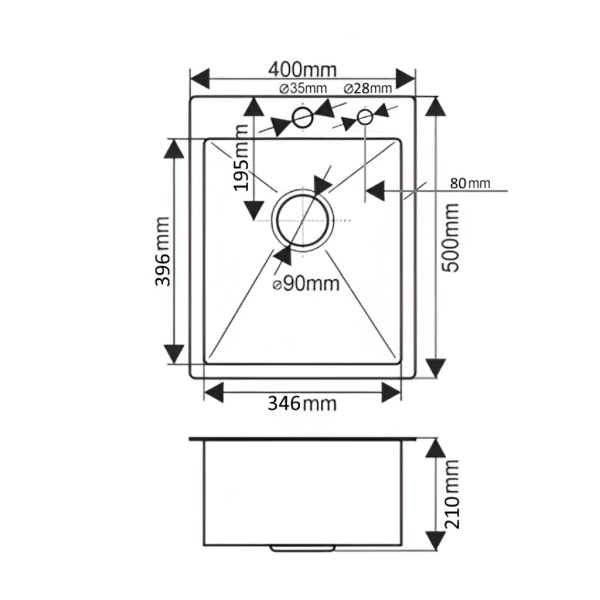Мойка из нержавеющей стали Santegro 40 см STR4050SC сатин
