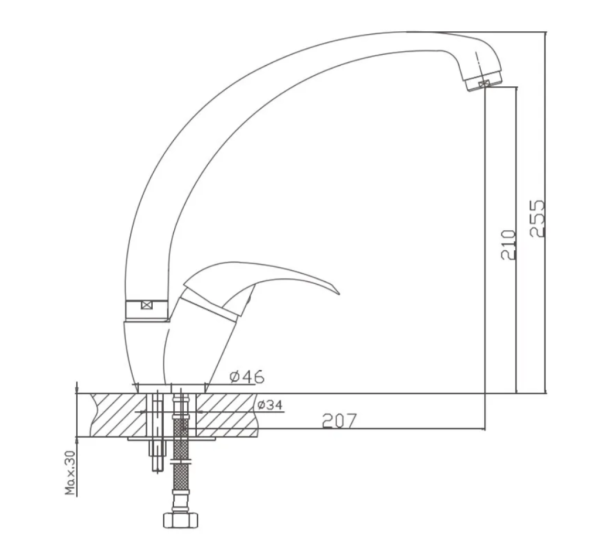 Смеситель для кухонной мойки Santegro STG008/08 темно-серый матовый