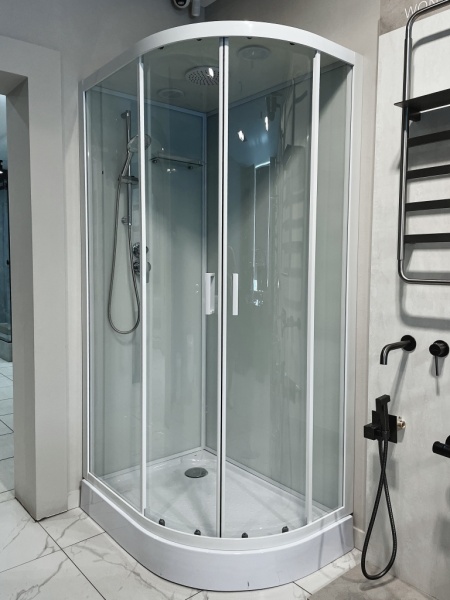 Душевая кабина Sapbox 110x80 SB1100L-110-02-WTR-W профиль белый, стекло прозрачное