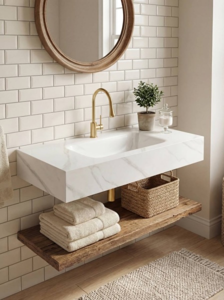 Раковина подвесная Sapbox SB-RW100M088 100 см белый мрамор матовая