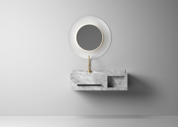 Раковина-моноблок Sapbox SB-WF-MJJ-100M406 100 см серый мрамор