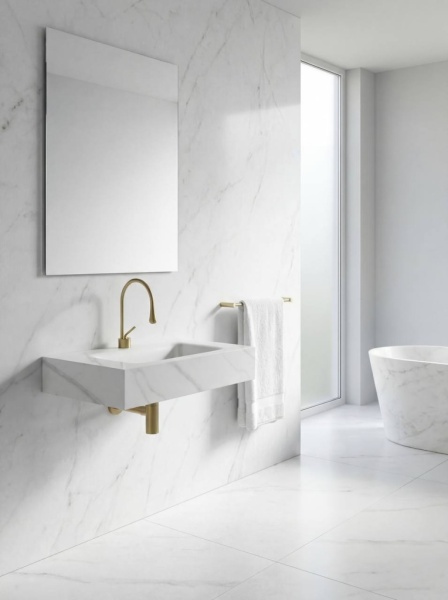 Раковина подвесная Sapbox SB-RW080M088 80 см белый мрамор матовая