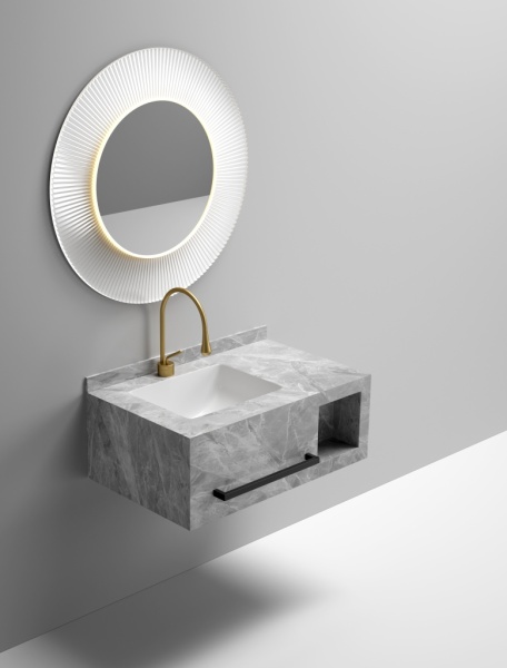 Раковина-моноблок Sapbox SB-WF-MJJ-80M406 80 см серый мрамор