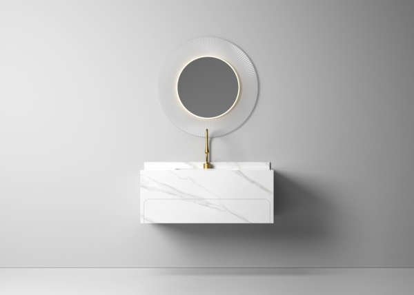 Раковина-моноблок Sapbox SB-WF-CT-100M316 100 см белый мрамор с ящиком